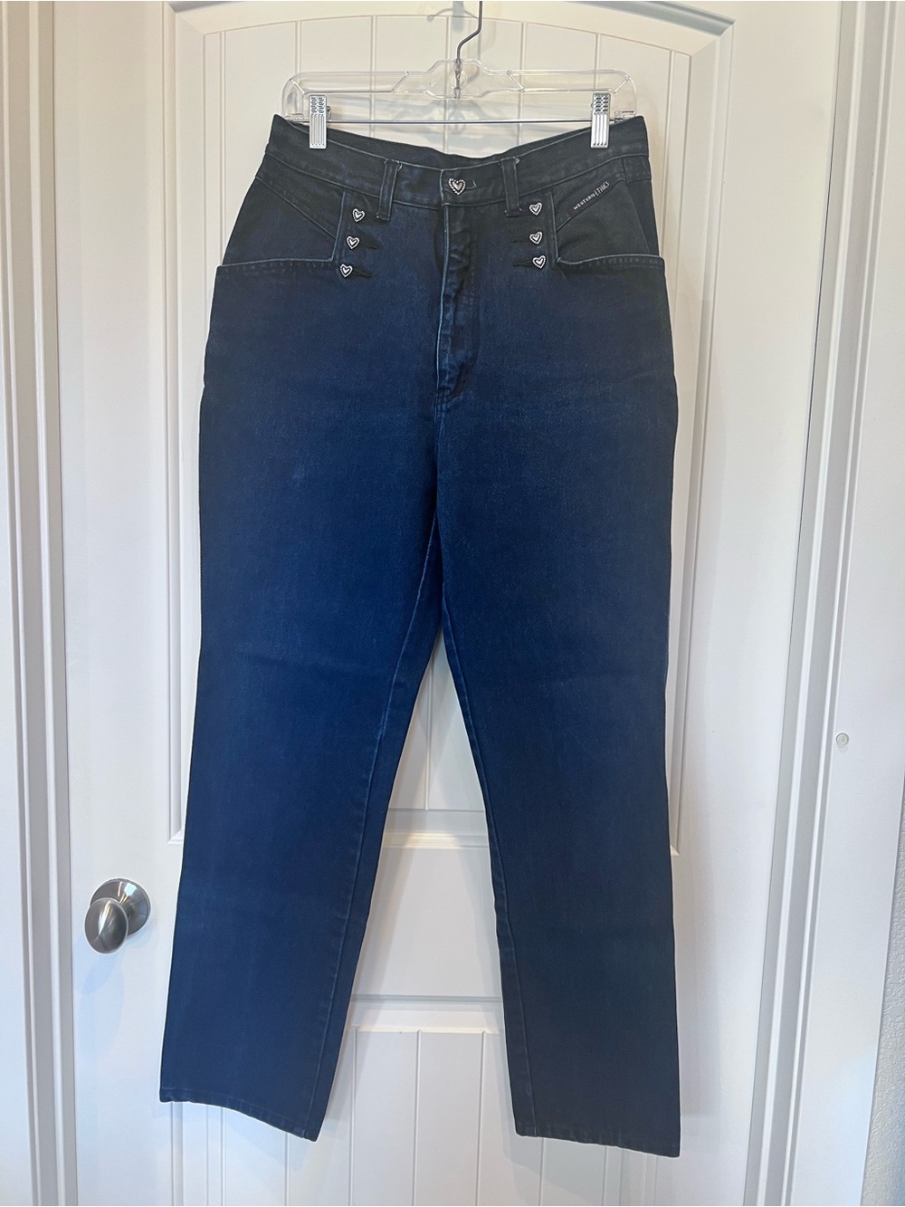 Vintage Western Ethics Dark Indigo High Waisted Jeans Bareback Heart Buttons